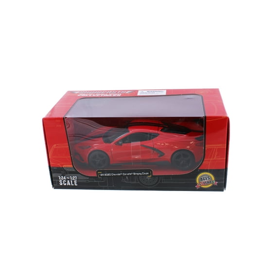 2020 Chevy Corvette Stingray Coupe, Red w/Black Stripes - Showcasts 38534R - 1/24 Scale Model Car