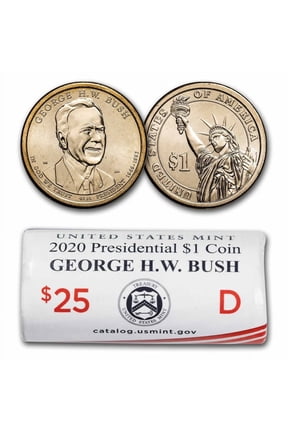 2020-D George H.W. 25-Coin Presidential Dollar Roll BU