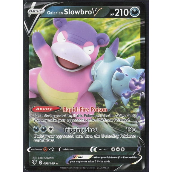 2020 Darkness Ablaze Galarian Slowbro V Holo Rare #99/189