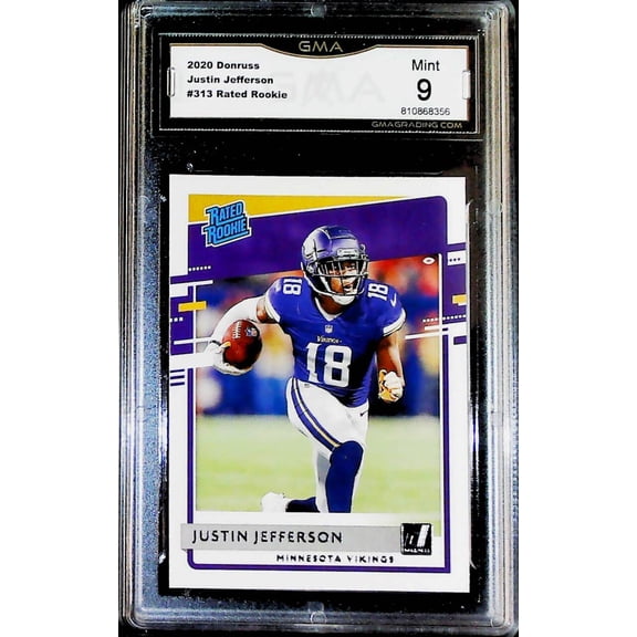 2020 Donruss Football Rated Rookie #313 Justin Jefferson RC Minnesota Vikings GMA 9 MINT Official NFL Trading Card