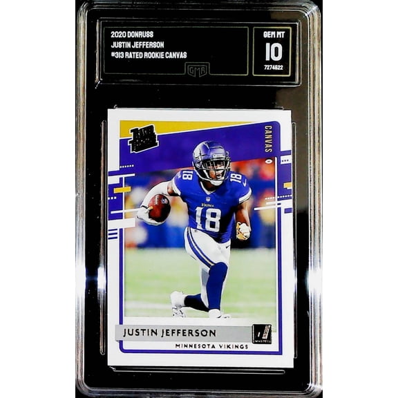 2020 Donruss Football Rated Rookie CANVAS #313 Justin Jefferson RC Minnesota Vikings Graded GEM MINT GMA 10
