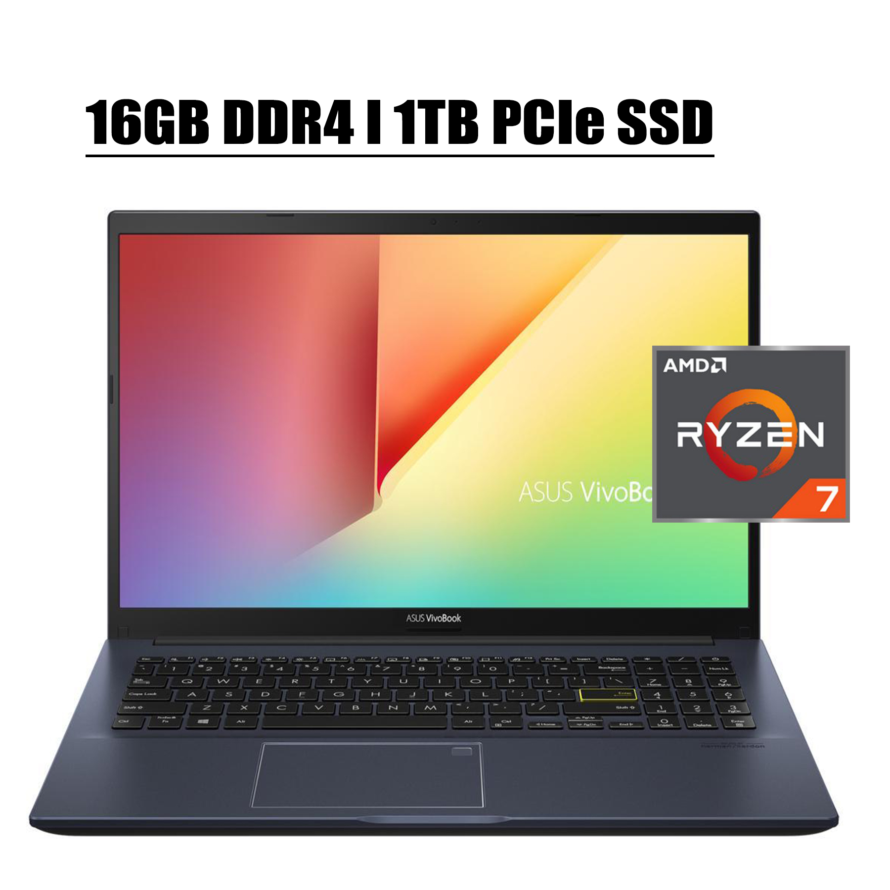 2020 Flagship ASUS VivoBook 15 F513 Thin and Light Premium Laptop Computer I 15.6" FHD I AMD 6-Core Ryzen 7 4700U I 16GB DDR4 1TB PCIe SSD I Fingerprint&nbsp;Backlit Webcam Win 10 - image 1 of 9