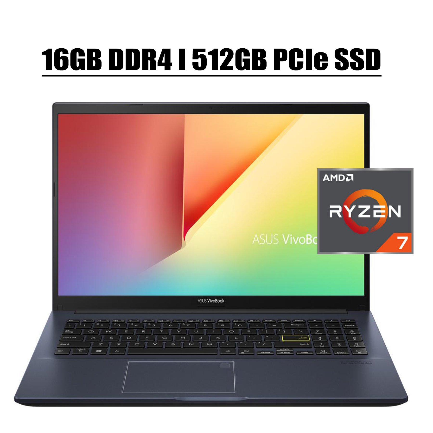 2020 Flagship ASUS VivoBook 15 F513 Thin and Light Premium Laptop Computer I 15.6" FHD I AMD 6-Core Ryzen 7 4700U I 16GB DDR4 512GB PCIe SSD I Fingerprint&nbsp;Backlit Webcam Win 10 - image 1 of 9