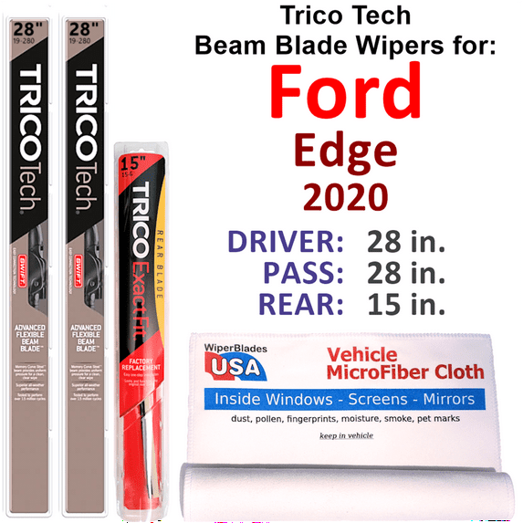 2020 Ford Edge Beam Blade Wipers (Set of 3) w/Rear Wiper