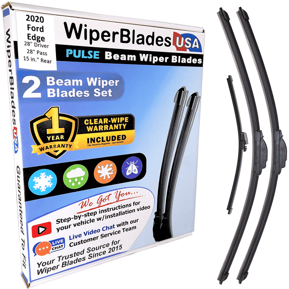 2020 Ford Edge Beam Wiper Blades Wipers w/1yr Warranty (Set of 3) w/Rear Wiper (WiperBladesUSA)