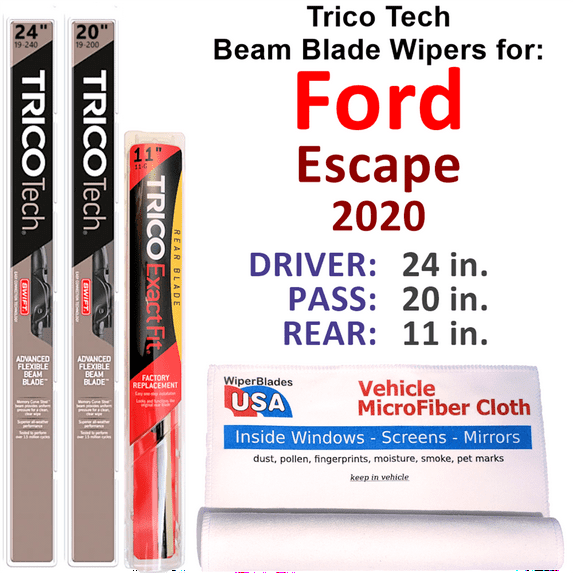 2020 Ford Escape Beam Blade Wipers (Set of 3) w/Rear Wiper