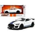 thumbnail image 1 of 2020 Ford Mustang Shelby GT500 White with Blue Stripes "Bigtime Muscle" Series 1/24 Diecast Model Car by Jada, 1 of 1