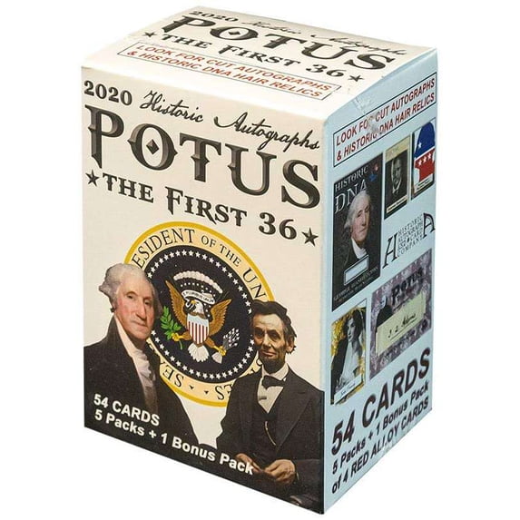 POTUS The First 36 Trading Card BLASTER Box (5 Packs + 1 Bonus Pack!)