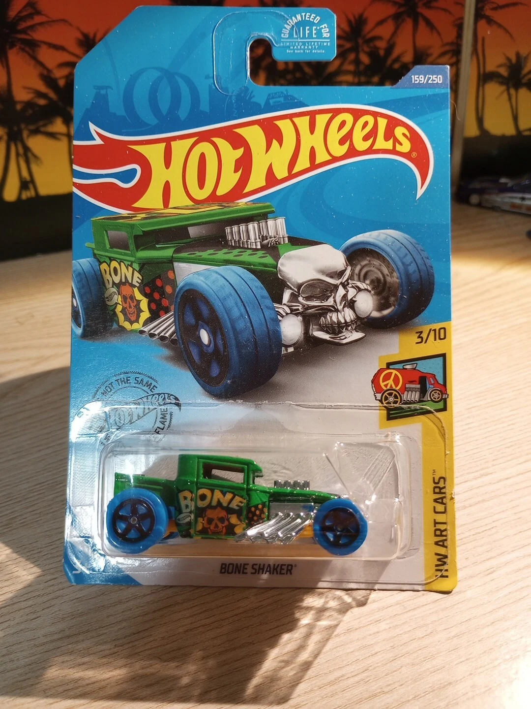 2020 Hot Wheels #159 HW Art Cars 3/10 BONE SHAKER Green w/Blue Wheels Black 5 Sp