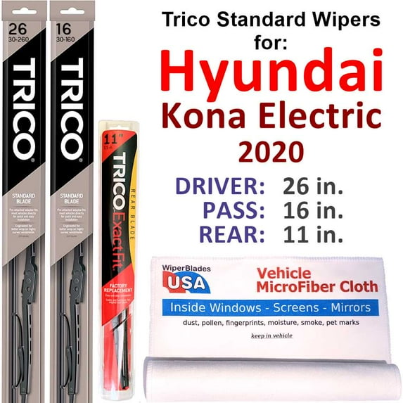 2020 Hyundai Kona Electric Wiper Blades (Set of 3) w/Rear Wiper