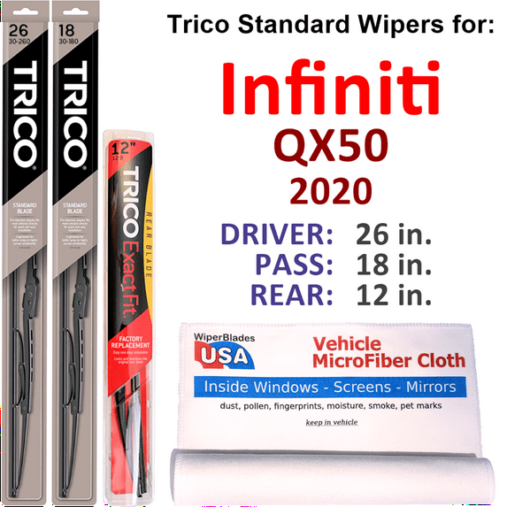 2020 Infiniti QX50 Wiper Blades (Set of 3) w/Rear Wiper
