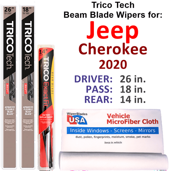 2020 Jeep Cherokee Beam Blade Wipers (Set of 3) w/Rear Wiper