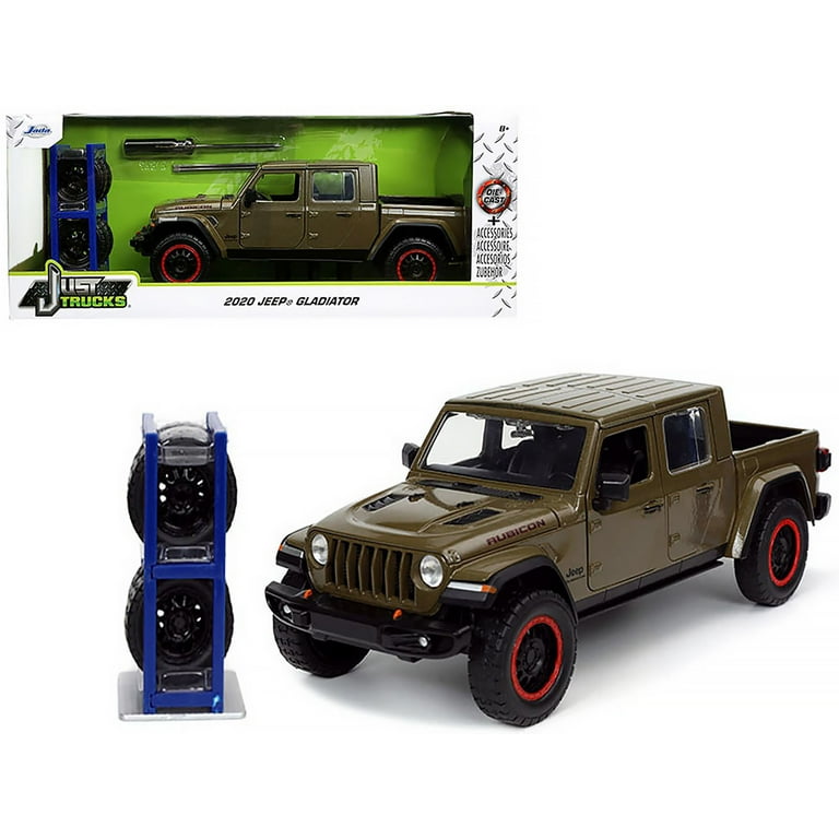 Just Trucks 1 24 2020 Jeep Gladiator Die cast Car Brown with Tire Rack Toys for Kids and Adults