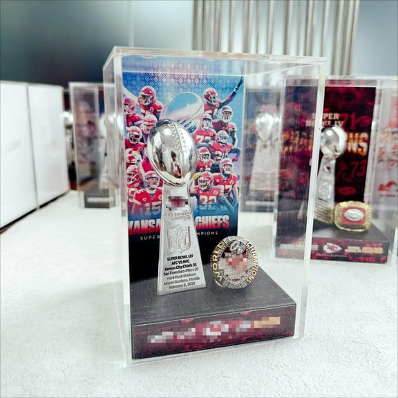 2020 Kansas City Ch Sup Bo LIV Championship Replica Trophy+ Ring with Display Case Trendy Accessory Durable Collectible Championship Gift For Christmas Halloween Gifts.