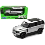 2020 Land Rover Defender Silver Metallic with White Top NEX Models 1/26 Diecast Model Car by Welly