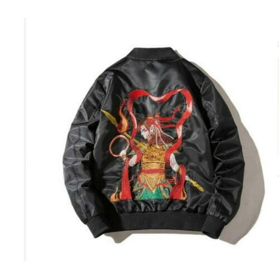 2020 Men`s Embroidered Dragon And Tiger Baseball Coat Bomber Jacket Outwear Coat