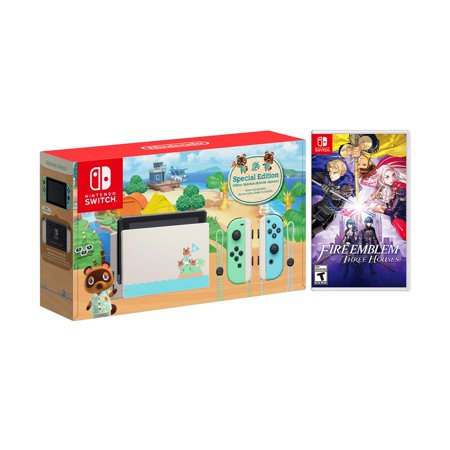 2020 New Nintendo Switch Animal Crossing: New Horizons Edition Bundle with Fire Emblem: Three Houses NS Game Disc and Mytrix NS Tempered Glass Screen Protector - 2020 New Limited Console!