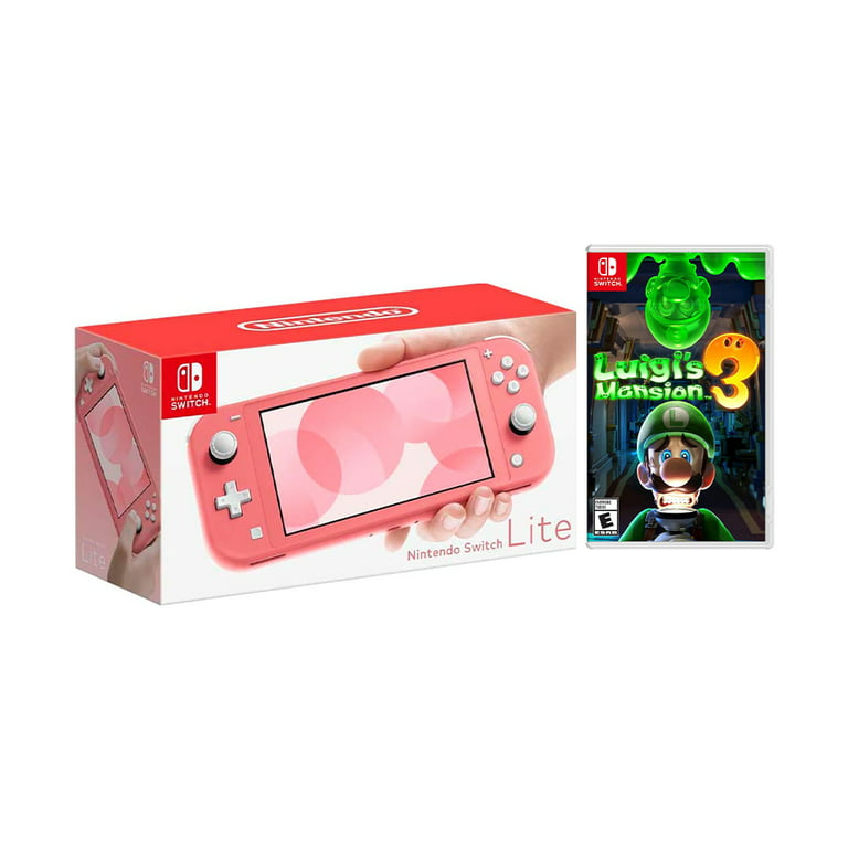2020 New Nintendo Switch Lite Coral Bundle with Luigi's Mansion 3