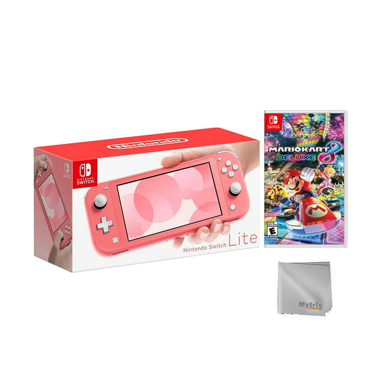 2020 New Nintendo Switch Lite Coral Bundle with Mario Kart 8 Deluxe NS Game  Disc and Mytrix Microfiber Cleaning Cloth - 2019 Best Game!