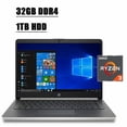 thumbnail image 1 of 2020 Newest HP 14 Business Laptop Computer PC I 14" HD Touchscreen Display I AMD Dual-Core Ryzen 3 3200U with Radeon Vega 3 Graphics I 32GB DDR4 1TB HDD I USB-C HDMI BT 4.2 WiFi HD Webcam Win 10, 1 of 9