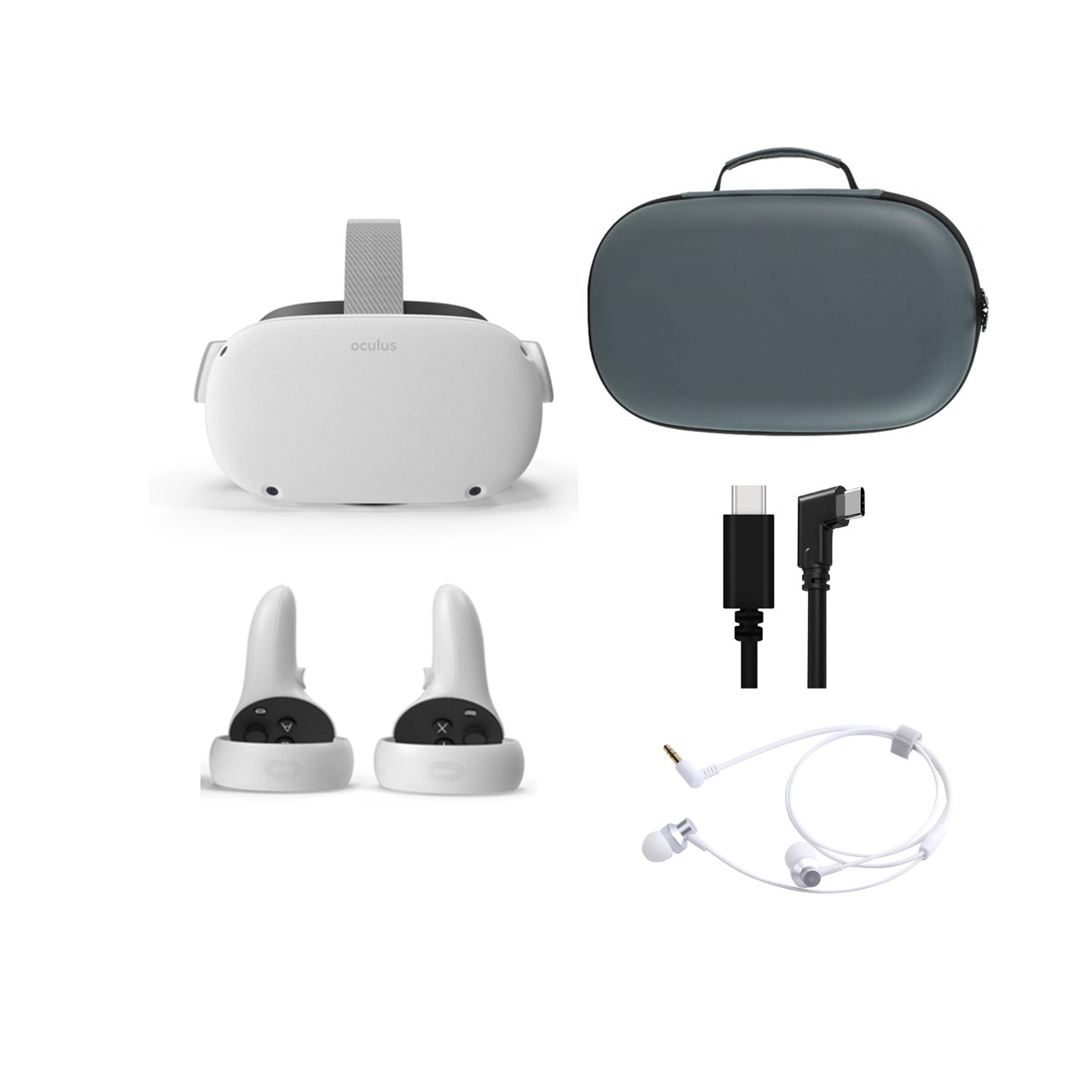 2020 Oculus Quest 2 All-In-One VR Headset, Touch Controllers, 256GB SSD, 1832x1920 up to 90 Hz Refresh Rate LCD, Glasses Compatible, 3D Audio, Mytrix Carrying Case, Earphone, Oculus Link Cable (3M) - image 1 of 9