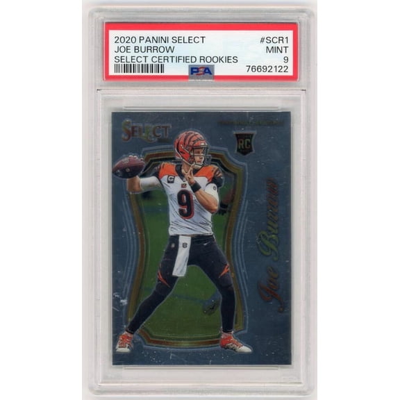 2020 PANINI SELECT CERTIFIED ROOKIES #SCR-1 JOE BURROW PSA 9 MINT RC CINCINNATI BENGALS