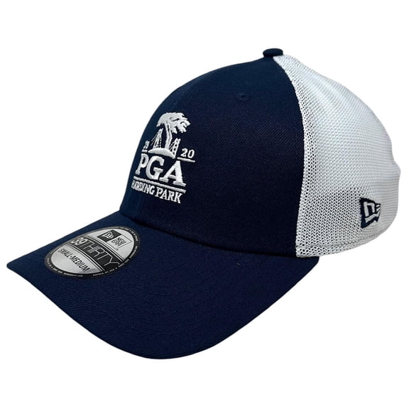 2020 PGA Golf Championship Harding Park New Era 39THIRTY Mesh Flex Fit Hat Cap (Medium/Large, Navy/White)