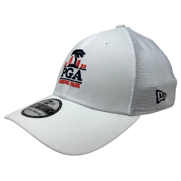 2020 PGA Golf Championship Harding Park New Era 39THIRTY Mesh Flex Fit Hat Cap (Medium/Large, White)