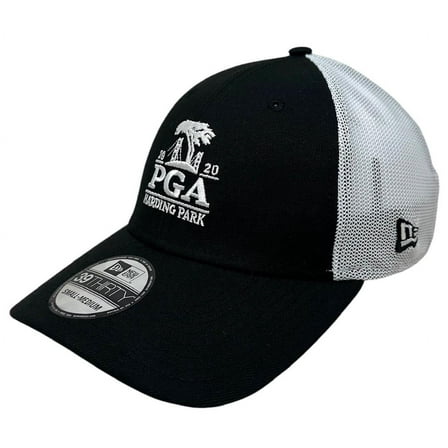 2020 PGA Golf Championship Harding Park New Era 39THIRTY Mesh Flex Fit Hat Cap (Small/Medium, Black/White)