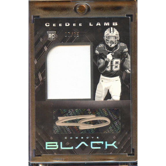2020 Panini Black CeeDee Lamb Patch RC Auto #214 07/25 Dallas Cowboys Football Card
