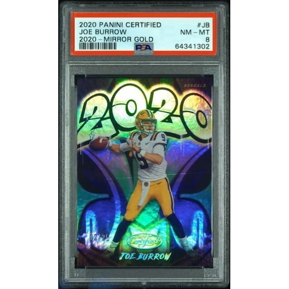 2020 Panini Certified 2020 Joe Burrow #JB Mirror Gold PSA 8
