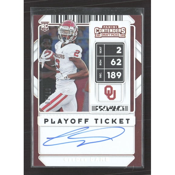 2020 Panini Contenders Draft Picks Playoff Ticket 07/10 RC Auto CeeDee Lamb Oklahoma Sooners #106