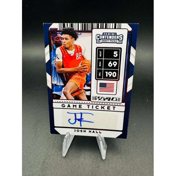 2020 Panini Contenders Draft Picks Josh Hall #107 RC Auto NC State Wolfpack Basketball Card NC State Wolfpack NCAA Autographed Basketball Trading Card