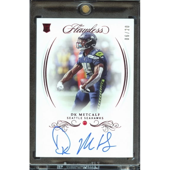 2020 Panini Flawless Football DK Metcalf #RGS-DKM Ruby /20 Ruby Seattle Seahawks NFL Autographed Football Trading Card