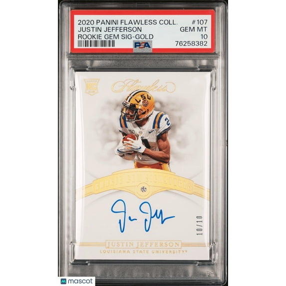 2020 Panini Flawless Justin Jefferson #107 Rookie DIAMOND AUTO #10/10 PSA 10