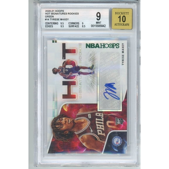 2020 Panini Hoops Tyrese Maxey #HR-TMA Hot Signatures Rookies Green Autograph Rookie RC Basketball Card BGS 10 Auto