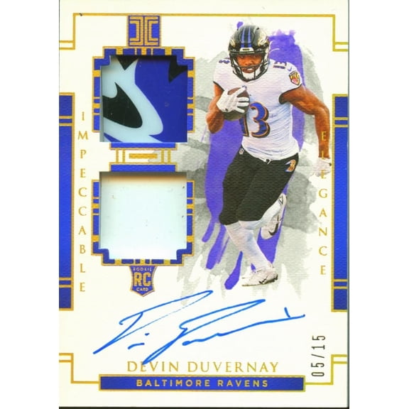 2020 Panini Impeccable Elegance Devin Duvernay #130 05/15 Patch RC Auto Football Card
