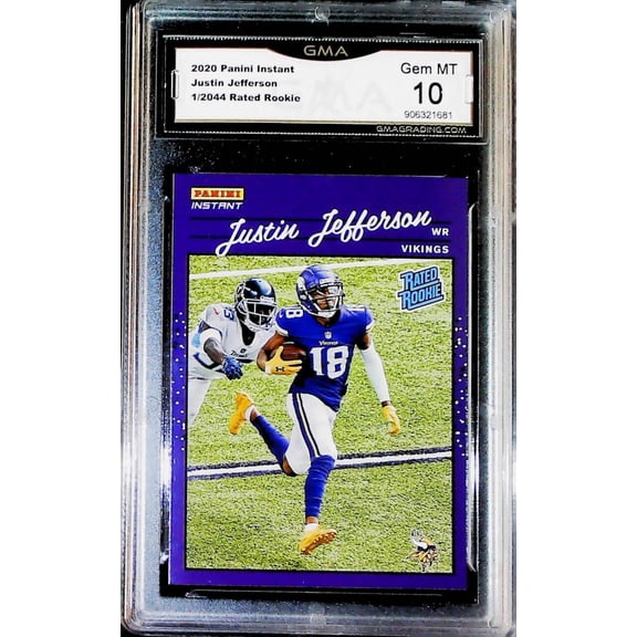 2020 Panini Instant Donruss Football Rated Rookie #RR9 Justin Jefferson RC Minnesota Vikings GMA 10 GEM MINT