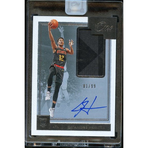 2020 Panini One and One De'Andre Hunter RJA-DAH 81/99 Patch RC Auto Atlanta Hawks Basketball Card Atlanta Hawks NBA Autographed Basketball Card