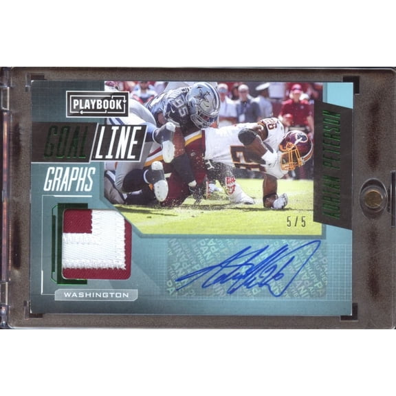 2020 Panini Playbook Goal Line Graphs Adrian Peterson GLG-AP Patch Auto 5/5 Washington Football Team NFL Autographed Football Trading Card
