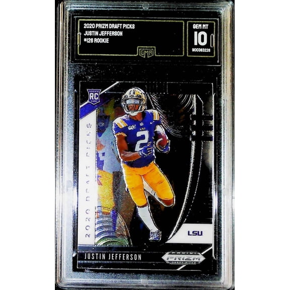 2020 Panini Prizm Draft Football #126 Justin Jefferson RC LSU Tigers GMA 10 GEM MINT