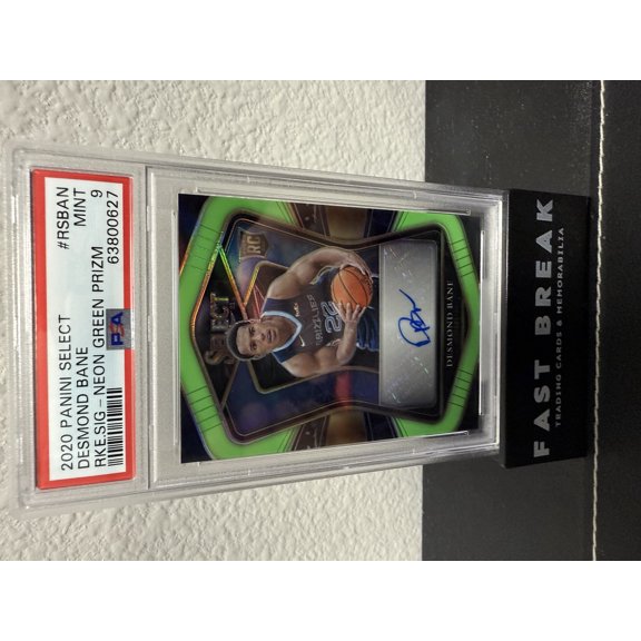 2020 Panini Select Rookie Signatures Desmond Bane #RSBAN RKE. SIG Neon Green Prizm /99 PSA 9