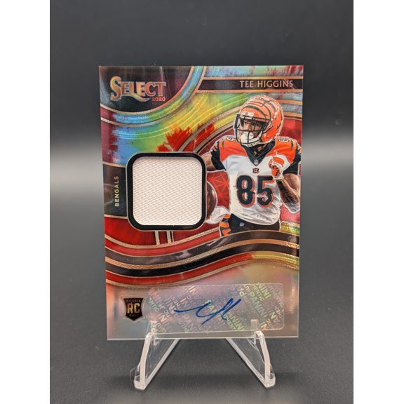 2020 Panini Select Tee Higgins Cincinnati Bengals Trading Card Tie-Dye Patch Auto RC /25 11/25