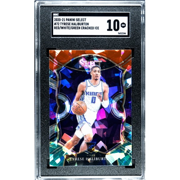2020 Panini Select Tyrese Haliburton #72 Red White Green Cracked Ice Prizm Rookie SGC 10