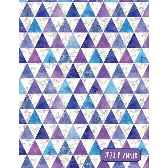 2020 Planner: Watercolor Blue and Purple Triangle Print Dated Daily, Weekly, Monthly Planner with Positive Affirmation Mandala Coloring Pages, Calendar, Goals, To-Do, Gratitude, Habit and Mood Tracker