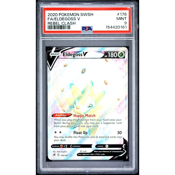 2020 Pokemon Sword & Shield Rebel Clash Eldegoss V #176 PSA 9 Trading Card Fa