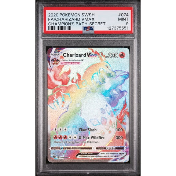 2020 Pokemon Sword and Shield Champion's Path Secret Rare Charizard Vmax #74 PSA 9