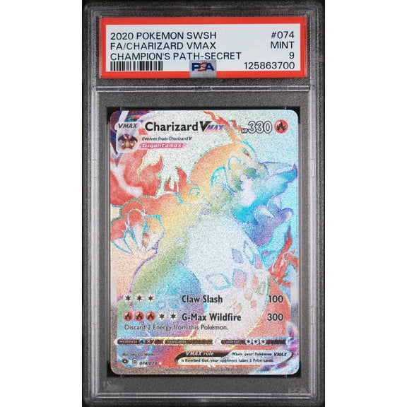 2020 Pokemon Sword and Shield Champion's Path Secret Rare Charizard Vmax #74 PSA 9