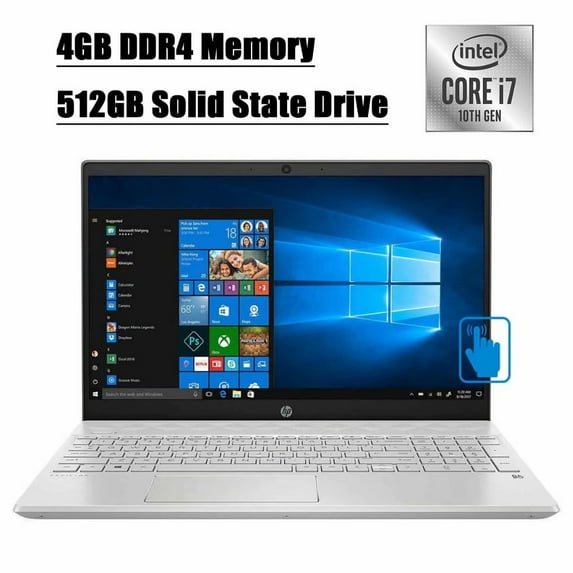 2020 Premium HP Pavilion 15 Business Laptop Computer I 15.6" FHD IPS Touchscreen Display I 10th Gen Intel Quad-Core i7-1065G7 I 4GB DDR4 512GB SSD I Backlit Keyboard Webcam USB-C WIFI BT 5.0 Win 10