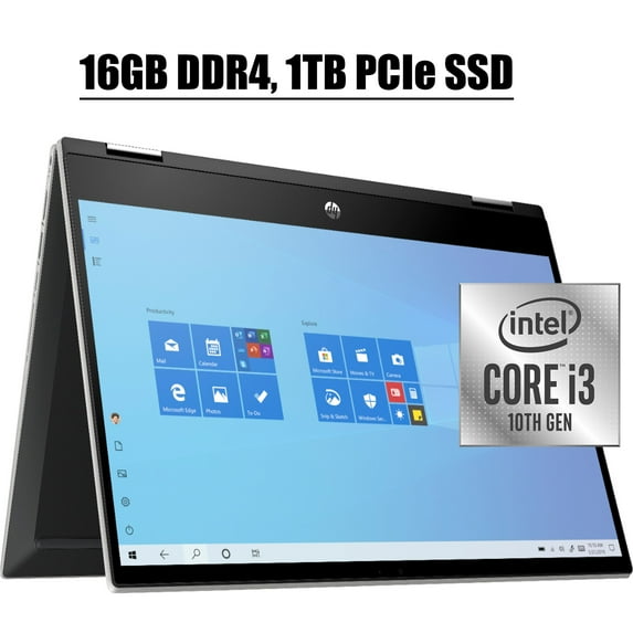2020 Premium HP Pavilion X360 2 in 1 Laptop Computer 14" HD Touchscreen WLED 10th Gen Intel Core i3-1005G1 16GB DDR4 1TB PCIe SSD B&O WiFi HD Webcam USB-C HDMI Win 10